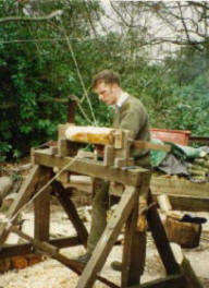 Clive at work on his hand-made Pole-Lathe.